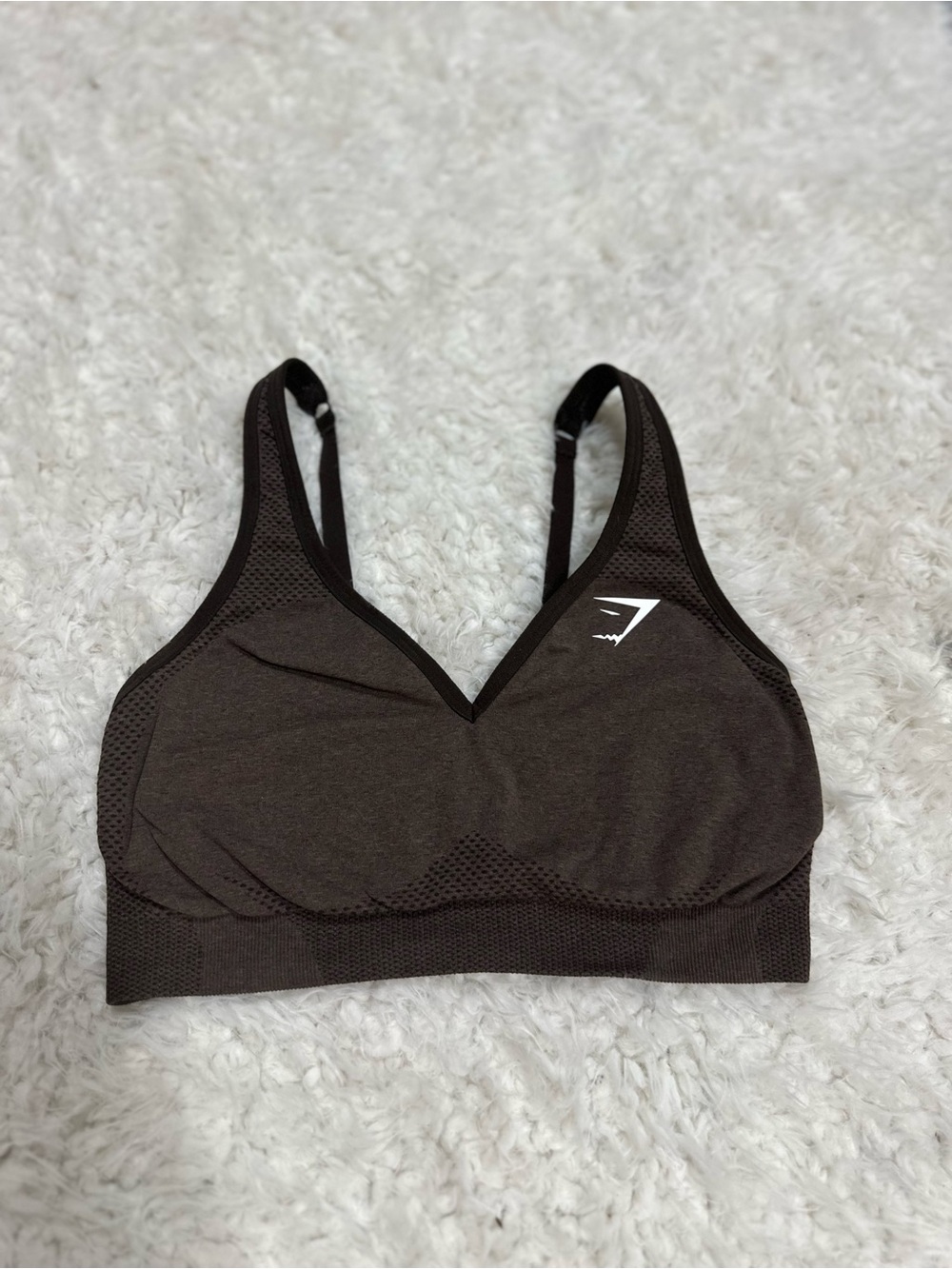 Gymshark Seamless V-Neck Crop/Sports Bra Brown